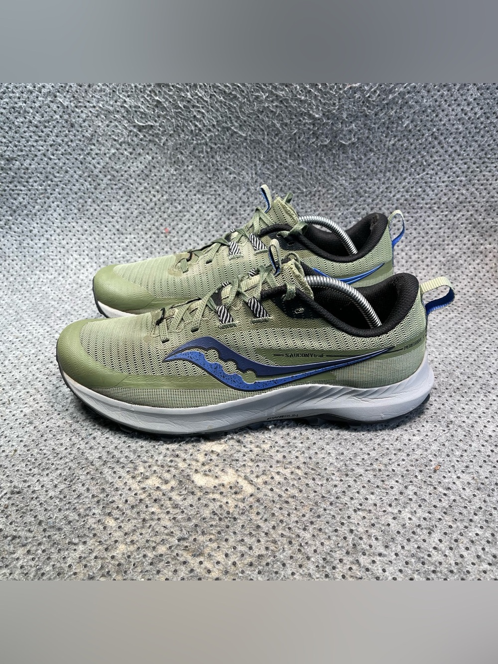Saucony Peregrine 13 Olive Green Trail Shoes No Insoles Size 10.5 Mens